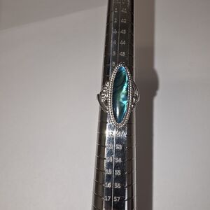 Iridescent Blue and Silver Pua Shell Women's Ring